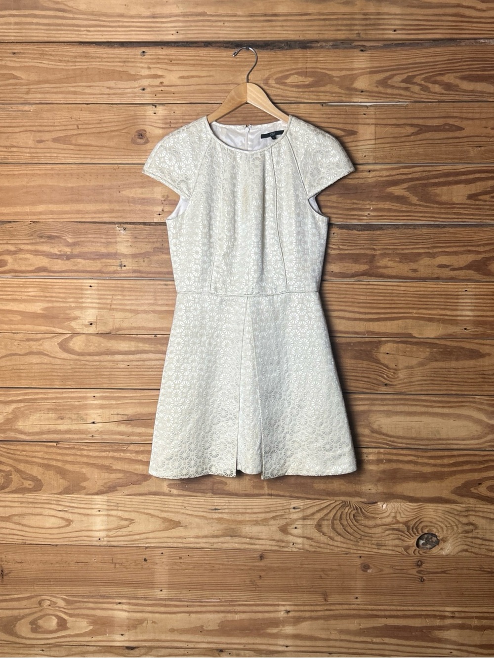 Tibi Cream Lace Cap-Sleeve Midi Dress